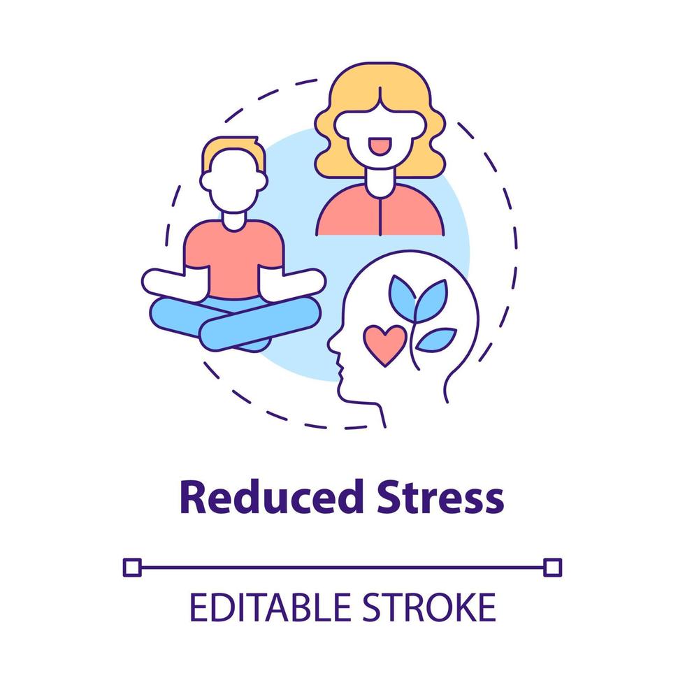 Reduce stress concept icon. Mindfulness practice for mental clarity abstract idea thin line illustration. Isolated outline drawing. Editable stroke. Roboto-Medium, Myriad Pro-Bold fonts used vector