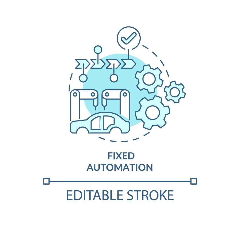 Fixed automation blue concept icon. Equipment configuration. Hardware abstract idea thin line illustration. Isolated outline drawing. Editable stroke. Roboto-Medium, Myriad Pro-Bold fonts used vector