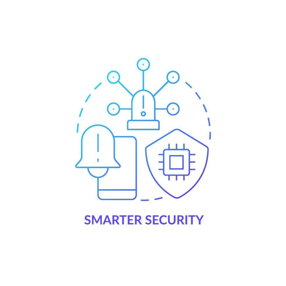 icono de concepto de gradiente azul de seguridad más inteligente. tecnología inteligente para personas mayores idea abstracta ilustración de línea delgada. rápida respuesta de emergencia. dibujo de contorno aislado. innumerables fuentes pro-bold utilizadas vector