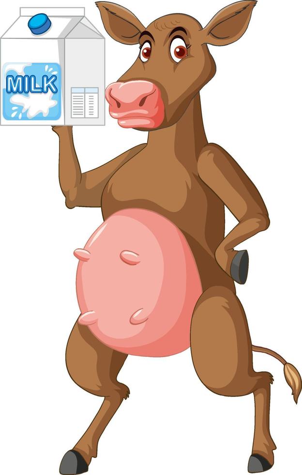 Milk cow standing on two legs cartoon character vector