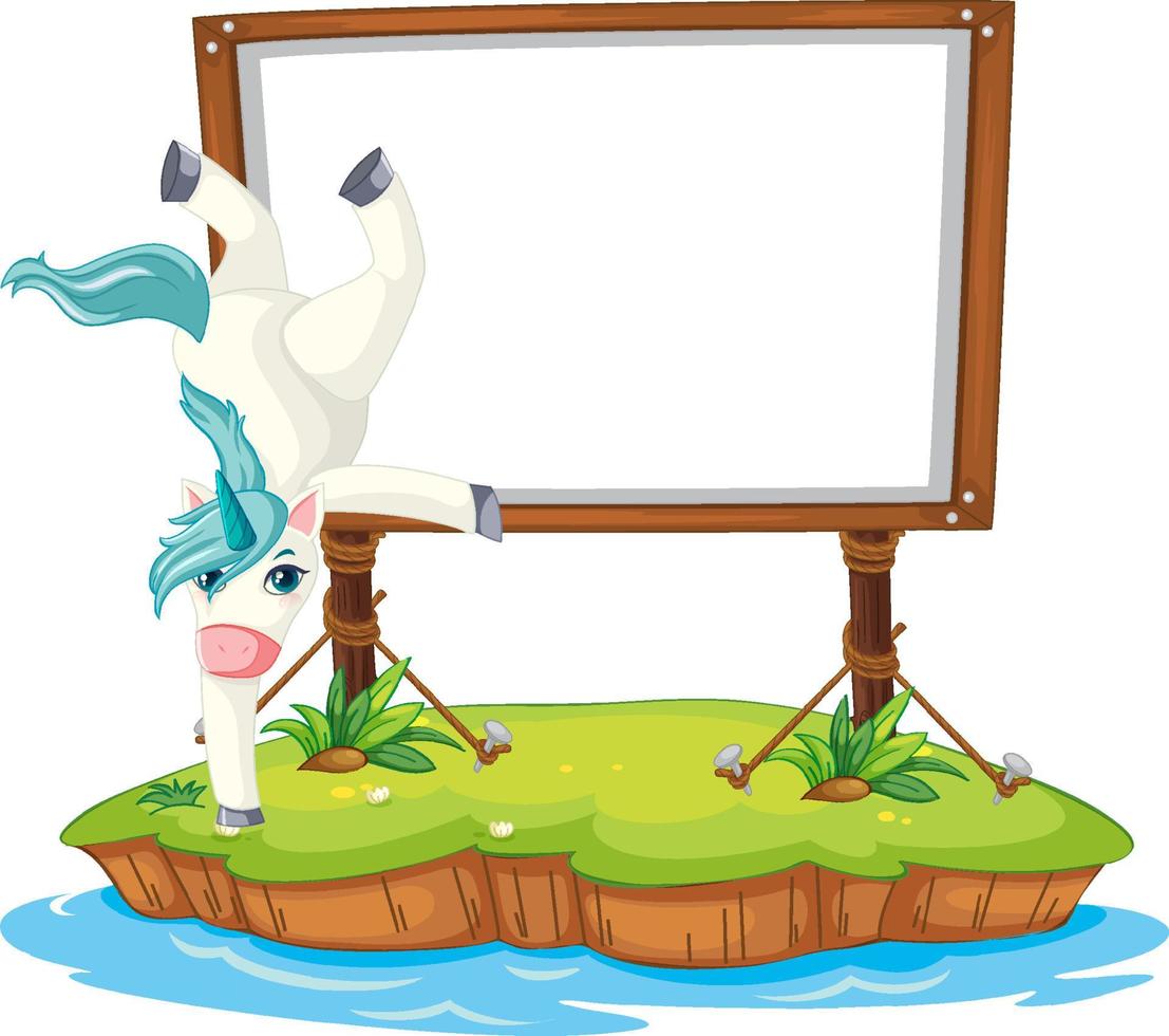 Dancing unicorn with empty board vector