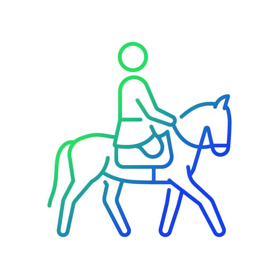 icono de vector lineal de gradiente ecuestre. montar a caballo competición de carreras de caballos. deportistas con discapacidad física. símbolo de color de línea delgada. pictograma de estilo moderno. dibujo de contorno aislado vectorial