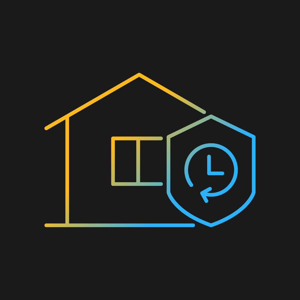 Durability gradient vector icon for dark theme. Building material reliability. House life expectancy. Building lifespan. Thin line color symbol. Modern style pictogram. Vector isolated outline drawing