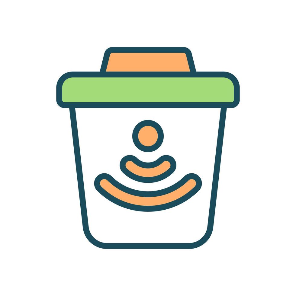 Smart trashcan RGB color icon. Garbage bin with waste monitoring system. Isolated vector illustration. Modern solutions of environmental problems around world. Simple filled line drawing