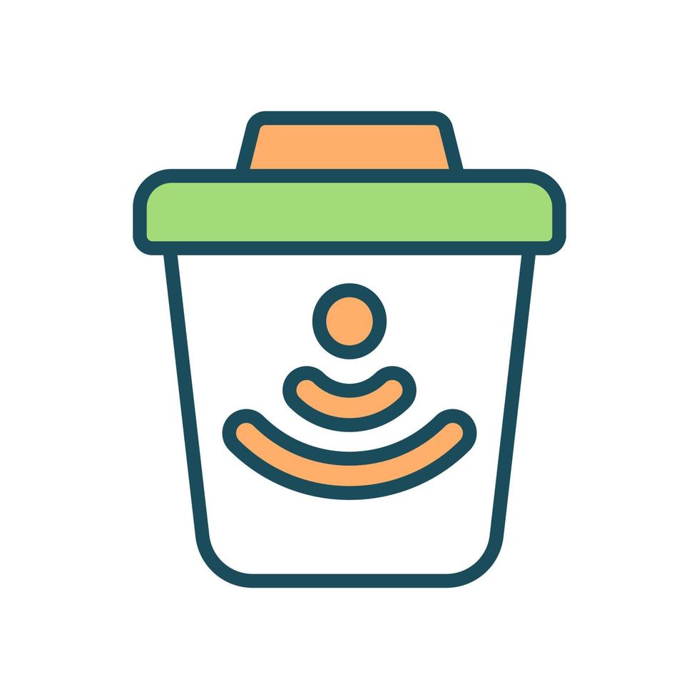 Smart trashcan RGB color icon. Garbage bin with waste monitoring system. Isolated vector illustration. Modern solutions of environmental problems around world. Simple filled line drawing