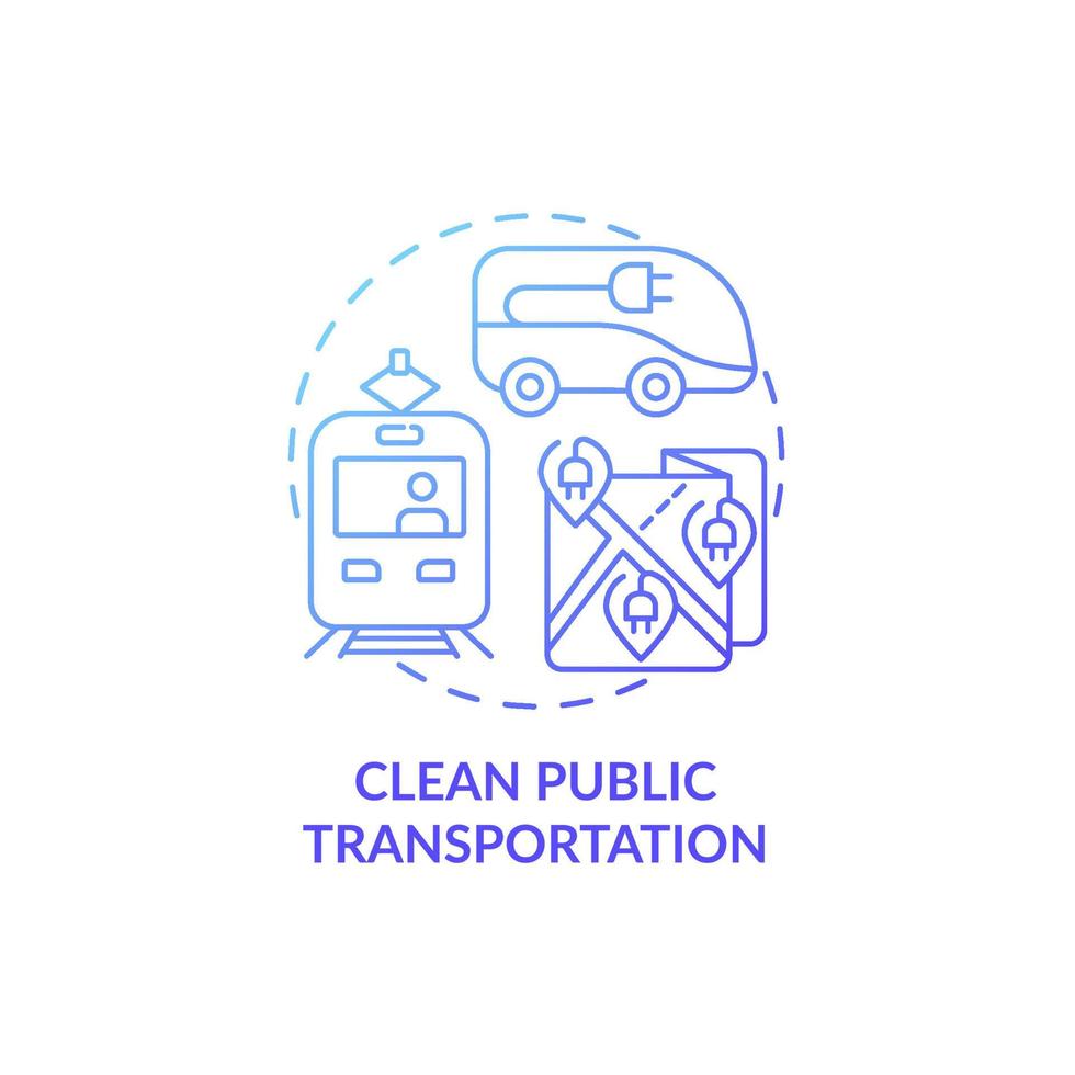 Clean public transportation concept icon. Reduce air pollution abstract idea thin line illustration. Improving air quality. Replace emissions-producing vehicle. Vector isolated outline color drawing