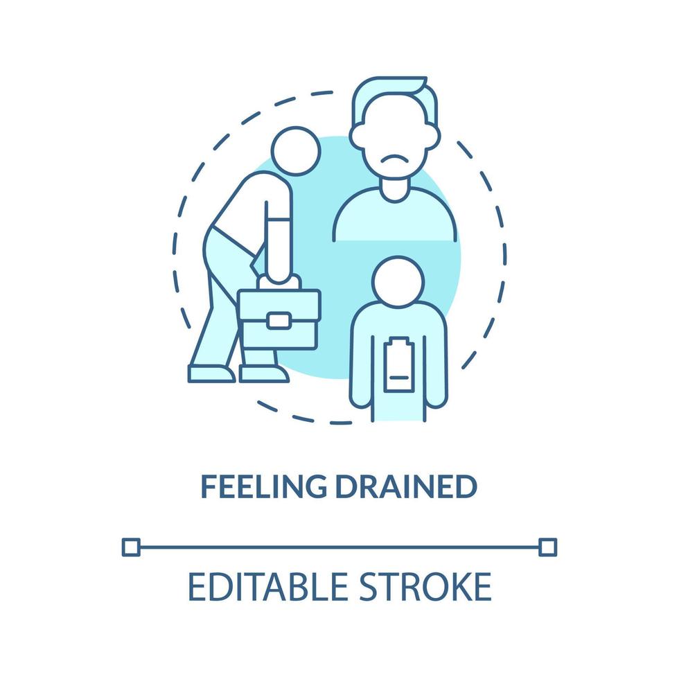 Feeling exhausted concept icon. Toxicity at workplace. Employee without energy. Emotional burnout abstract idea thin line illustration. Vector isolated outline color drawing. Editable stroke