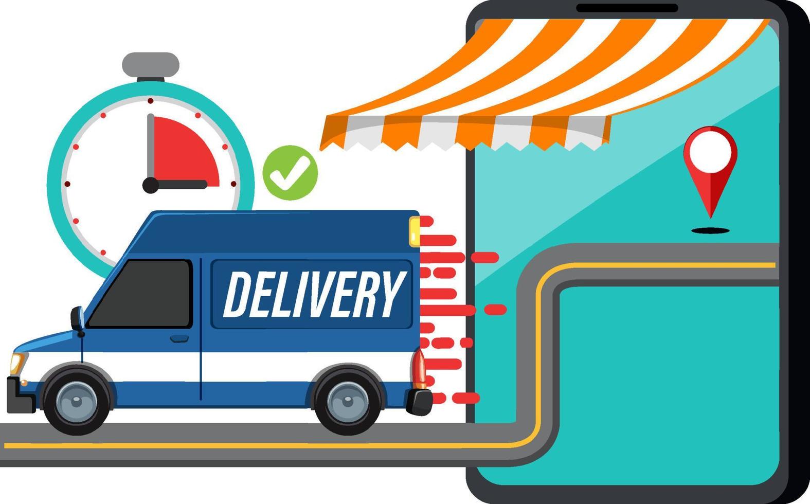 Delivery panel van with delivery service banner vector