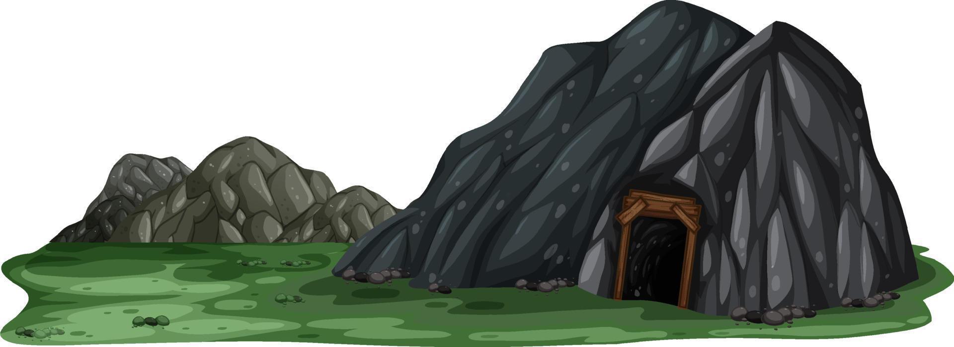 Isolated landscape with stone cave vector