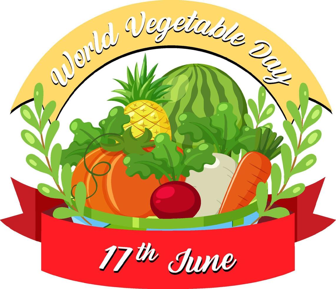 banner del día mundial de las verduras con verduras y frutas vector