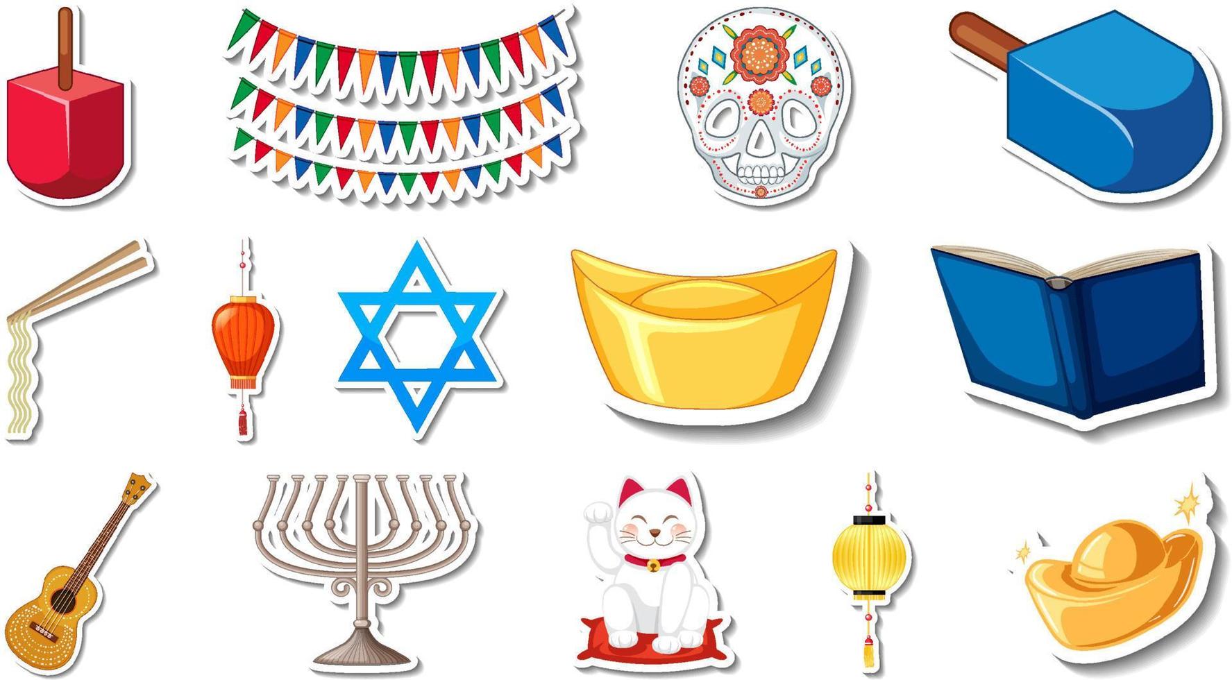 Set of different traditional objects vector