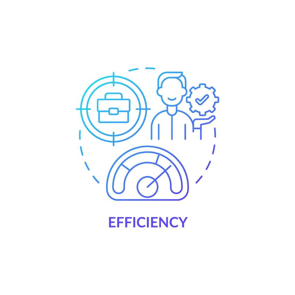 Efficiency blue gradient concept icon. Smart technology benefit abstract idea thin line illustration. Changing energy needs. Increase productivity. Isolated outline drawing. Myriad Pro-Bold font used vector