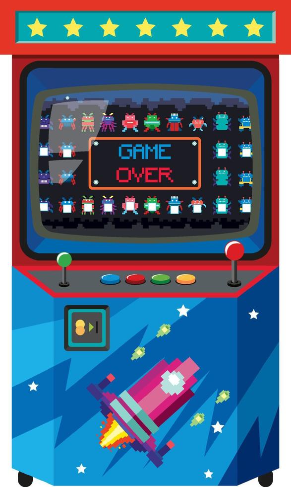 Gabinete arcade retro aislado sobre fondo blanco. vector