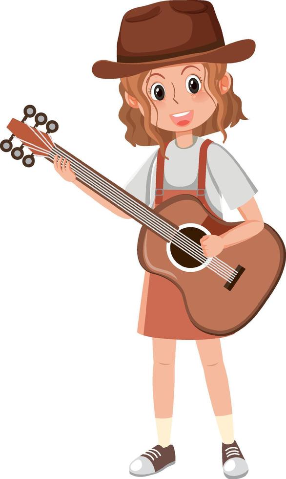 un personaje de dibujos animados de músico femenino sobre fondo blanco vector