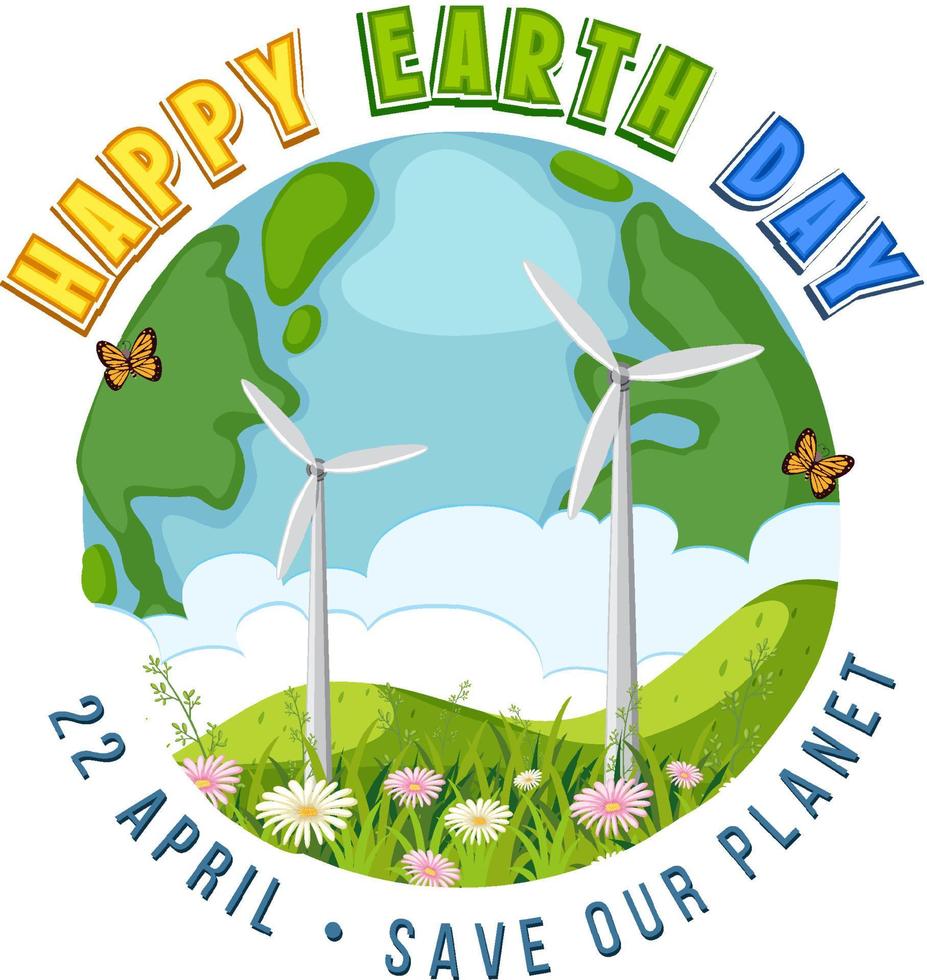 Happy Earth Day 22 April logo banner vector