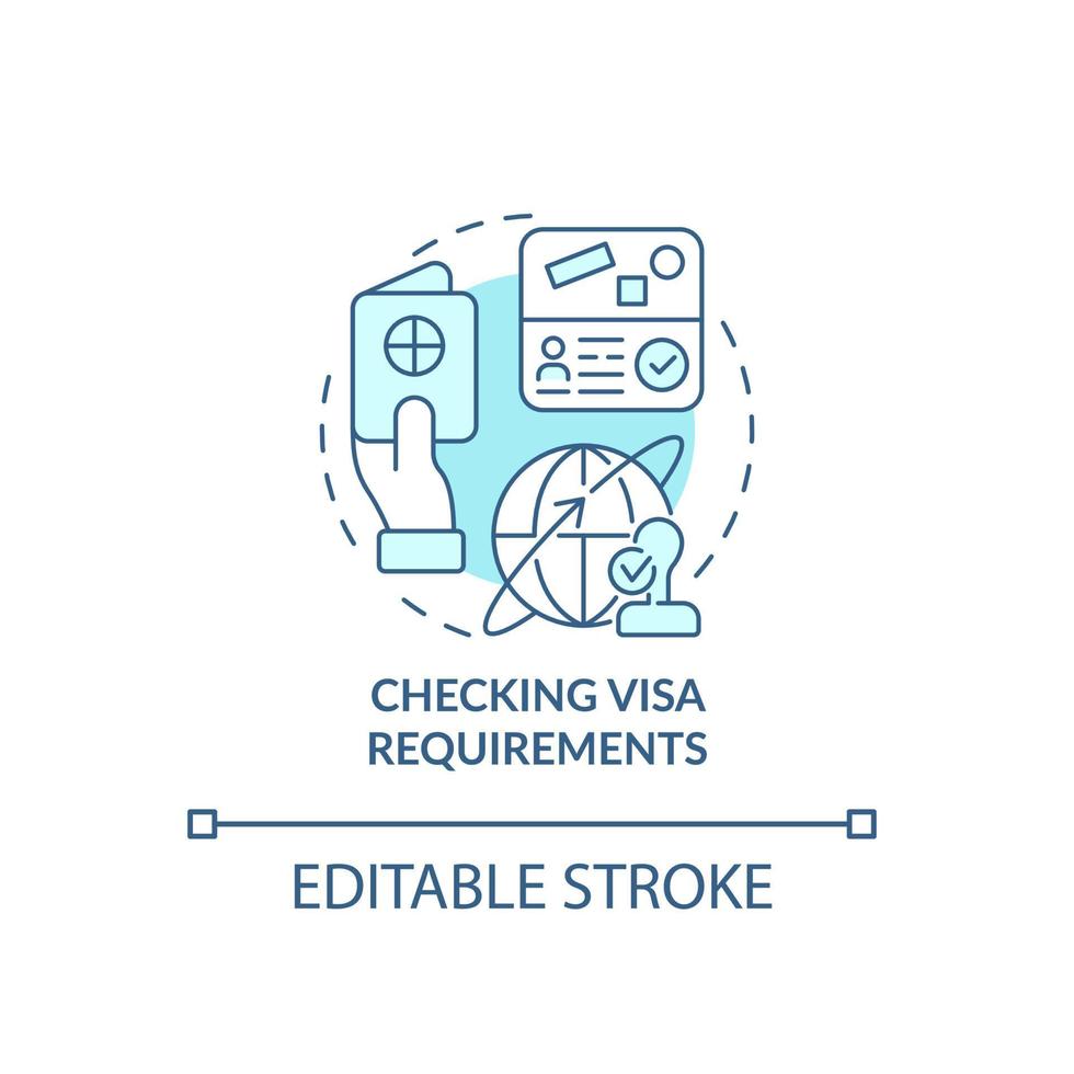 Checking visa requirements blue concept icon. Things to consider when moving abstract idea thin line illustration. Permit for living abroad. Vector isolated outline color drawing. Editable stroke
