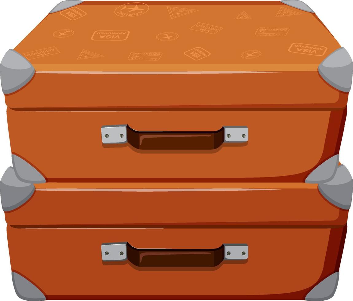 Vintage leather suitcases on white background vector