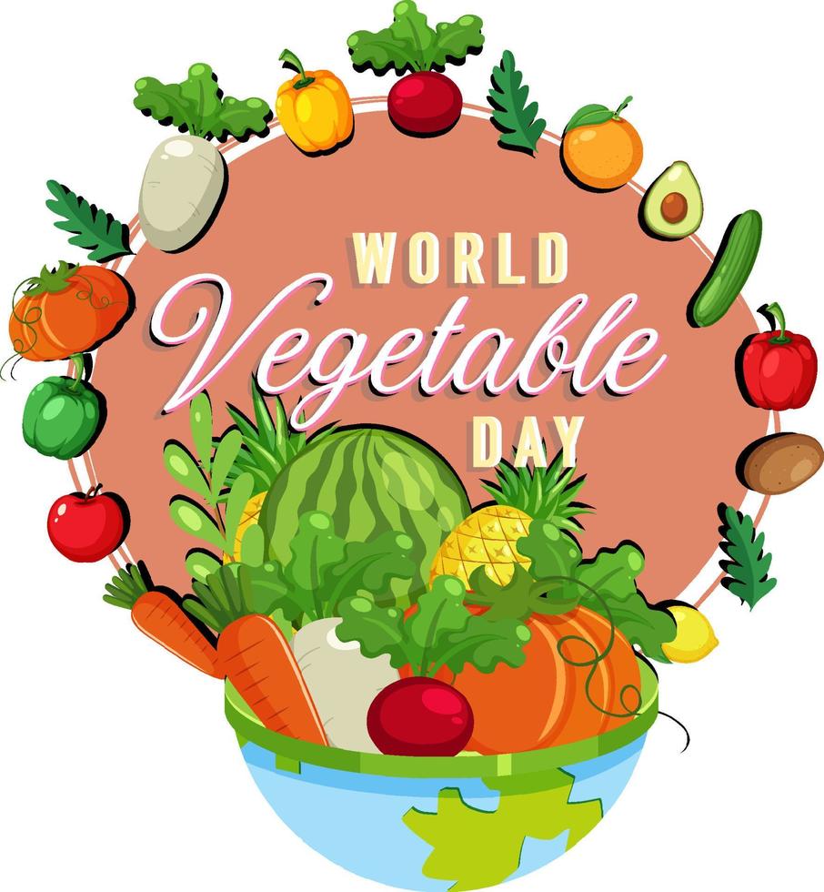 World Vegetable Day banner with vegetables and fruits vector