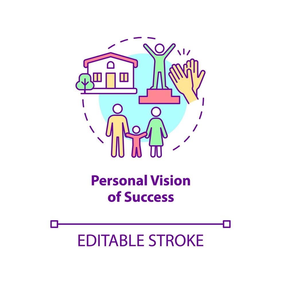 Personal vision of success concept icon. Define own success abstract idea thin line illustration. Happiness mindset component. Vector isolated outline color drawing. Editable stroke