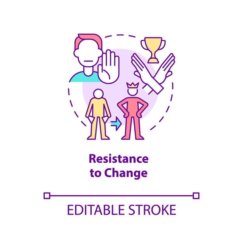 Resistance to change concept icon. Unwillingness to transform life abstract idea thin line illustration. Happiness mindset obstacle. Vector isolated outline color drawing. Editable stroke