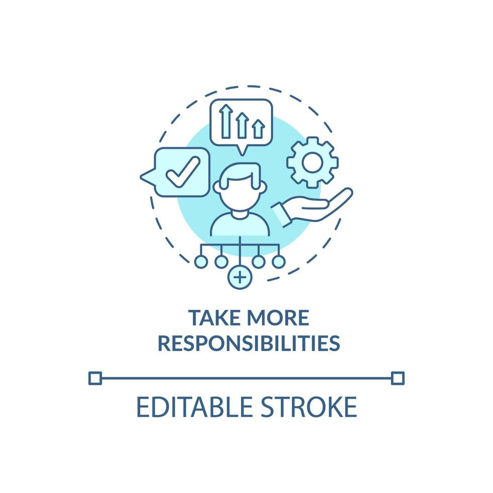 Take more responsibility blue concept icon. Personal trait for employee. Career advancement abstract idea thin line illustration. Vector isolated outline color drawing. Editable stroke