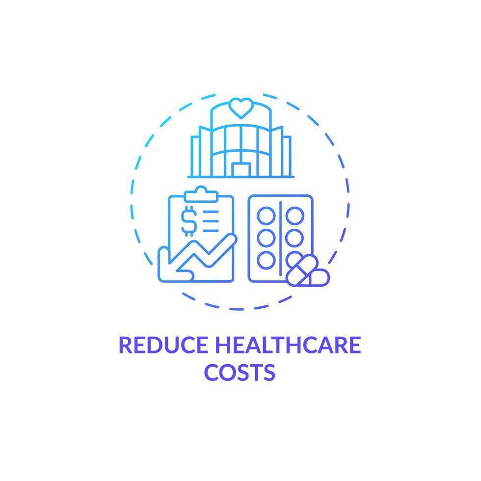 Reduce healthcare costs blue gradient concept icon. Annual checkup benefits abstract idea thin line illustration. Health care. Regular medical survey. Vector isolated outline color drawing