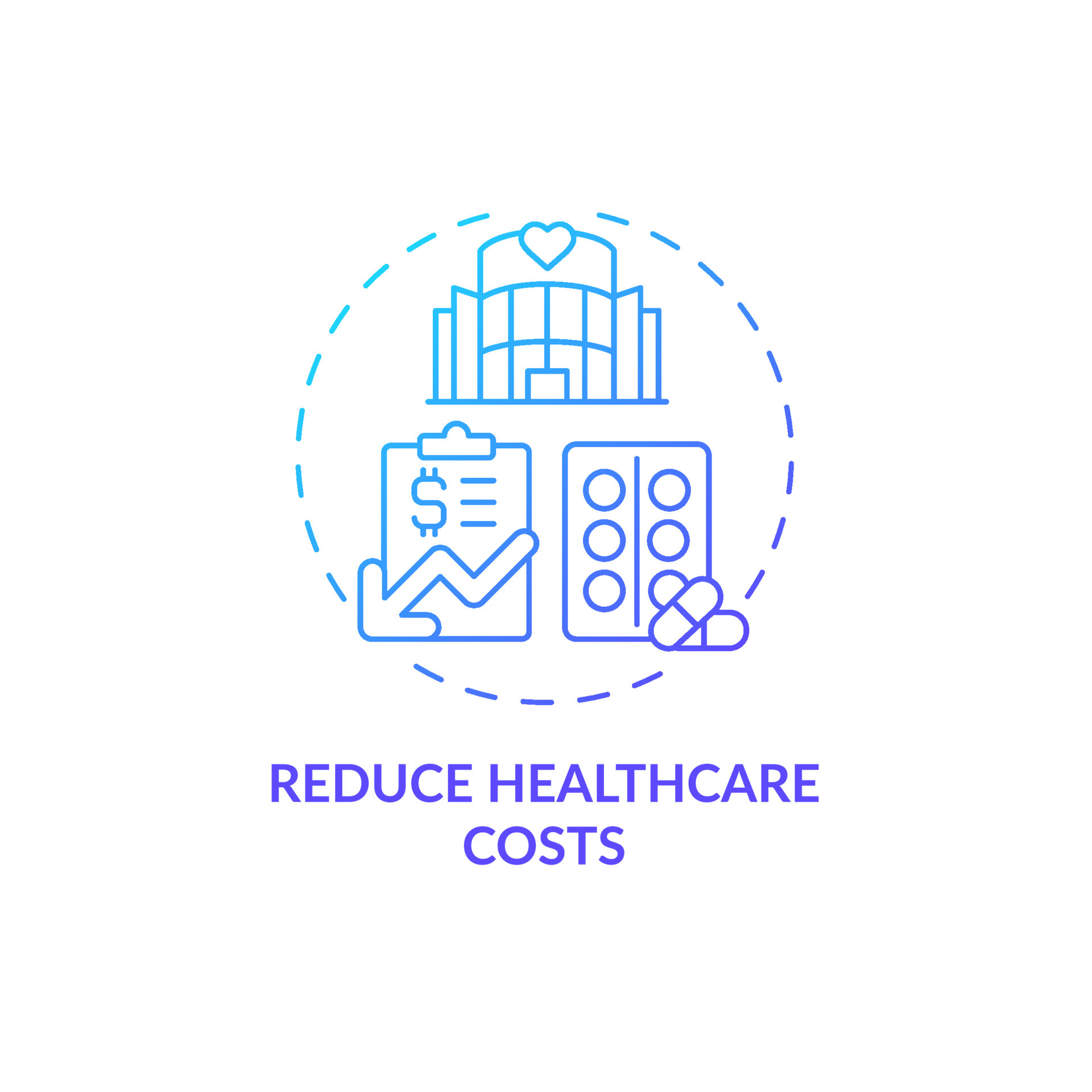 Reduce healthcare costs blue gradient concept icon. Annual checkup