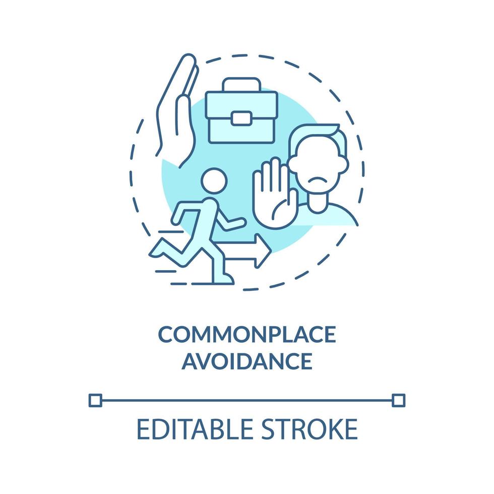 Workplace avoidance concept icon. Skip work because of mental discomfort. Toxic job environment abstract idea thin line illustration. Vector isolated outline color drawing. Editable stroke