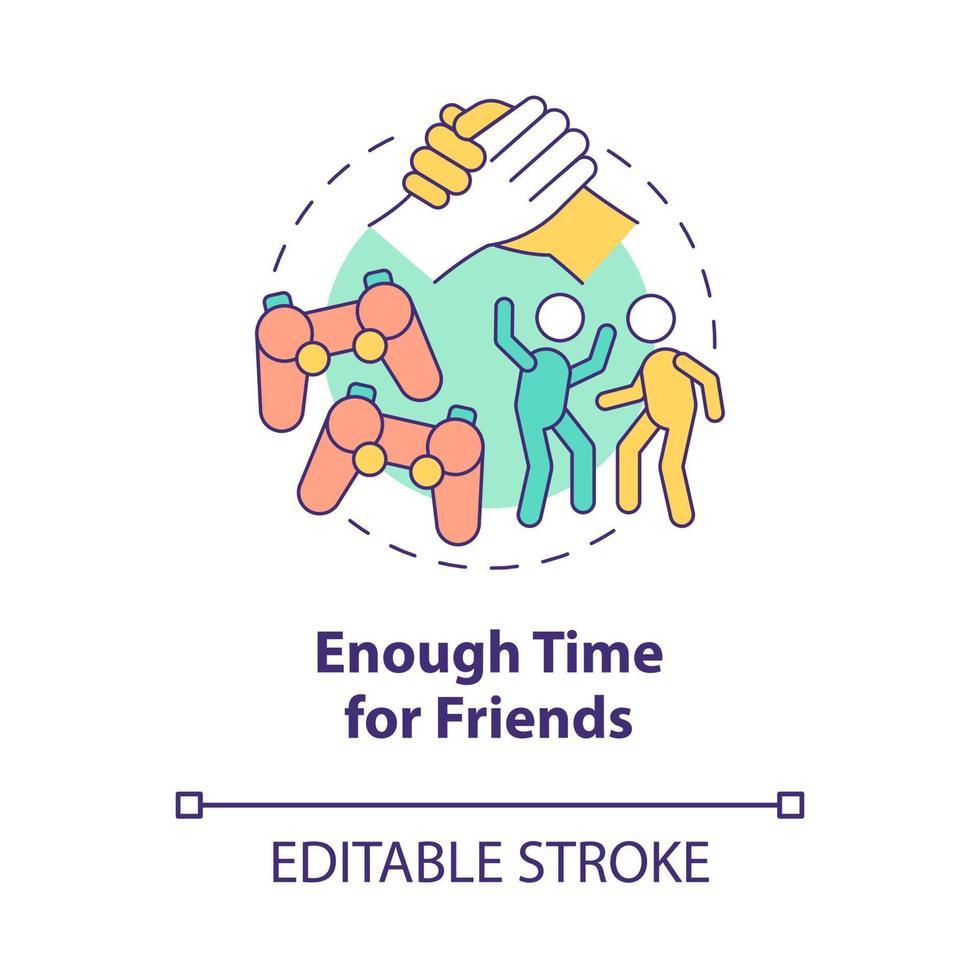 Enough time for friends concept icon. Communication and having fun abstract idea thin line illustration. Isolated outline drawing. Editable stroke. Roboto-Medium, Myriad Pro-Bold fonts used vector