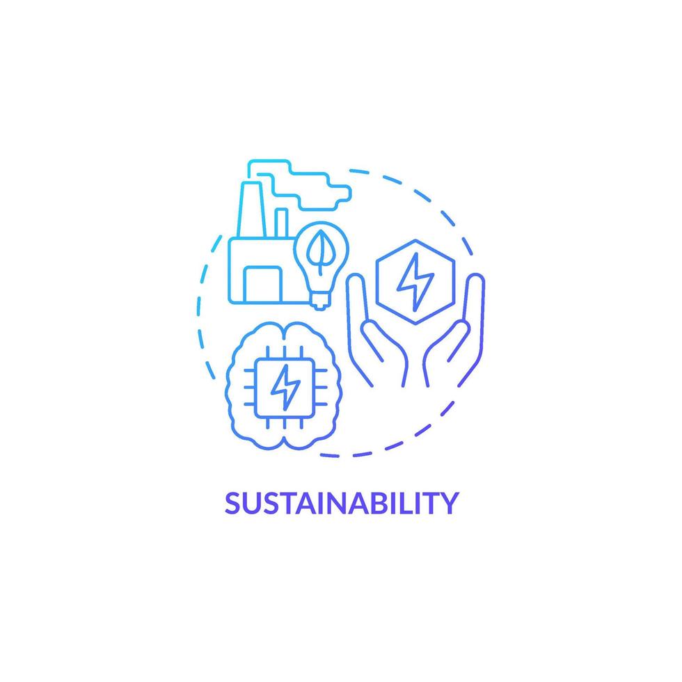 icono de concepto de gradiente azul de sostenibilidad. las tecnologías inteligentes benefician la ilustración de línea delgada de idea abstracta. gestión eficiente de la electricidad. dibujo de contorno aislado. innumerables fuentes pro-bold utilizadas vector