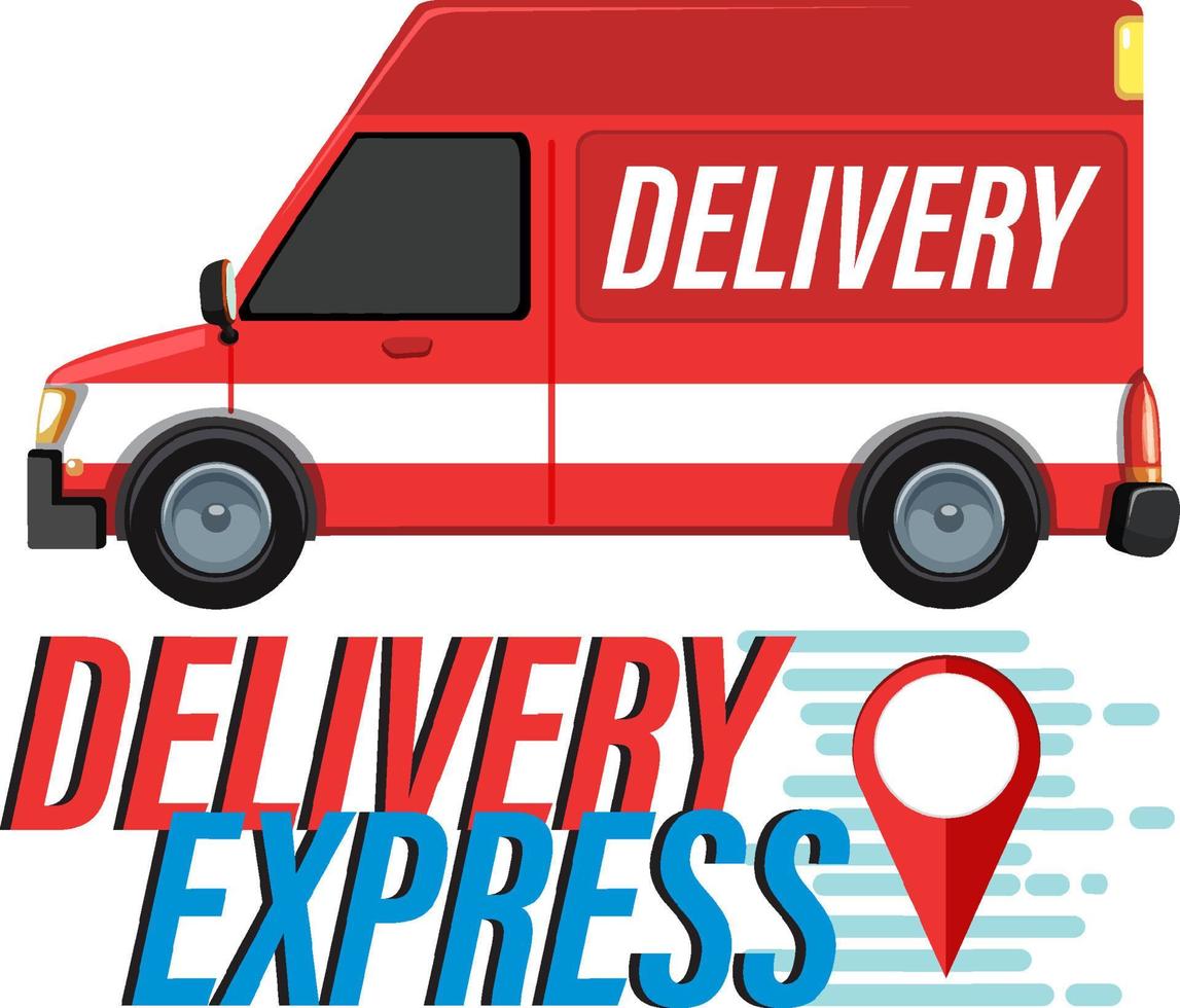 Delivery Express wordmark with delivery panel van vector