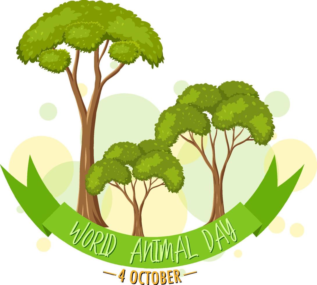 World Animal Day banner with wild trees vector