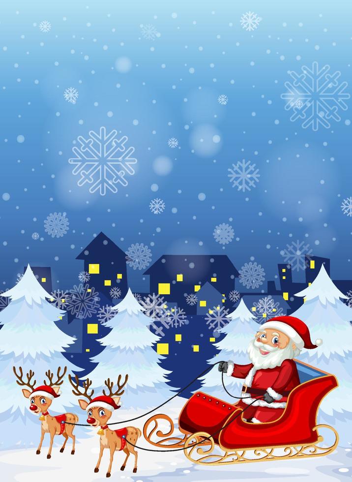 Christmas poster design with Santa Claus on sleigh vector