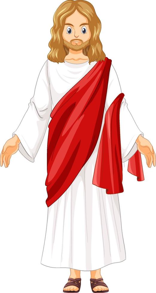 personaje de dibujos animados de Jesús sobre fondo blanco vector