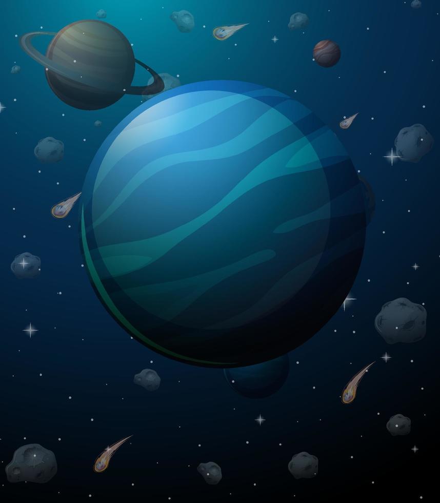 Neptune planet on space background vector