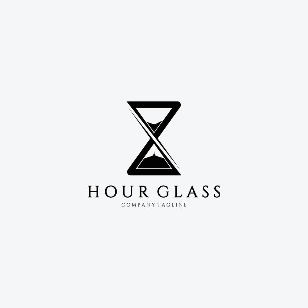 Sand Hour Glass Logo Vector Design Illustration Vintage Icon Clock