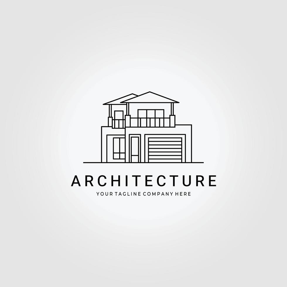 Minimalist Home Design Logo Vector Line Art Illustration