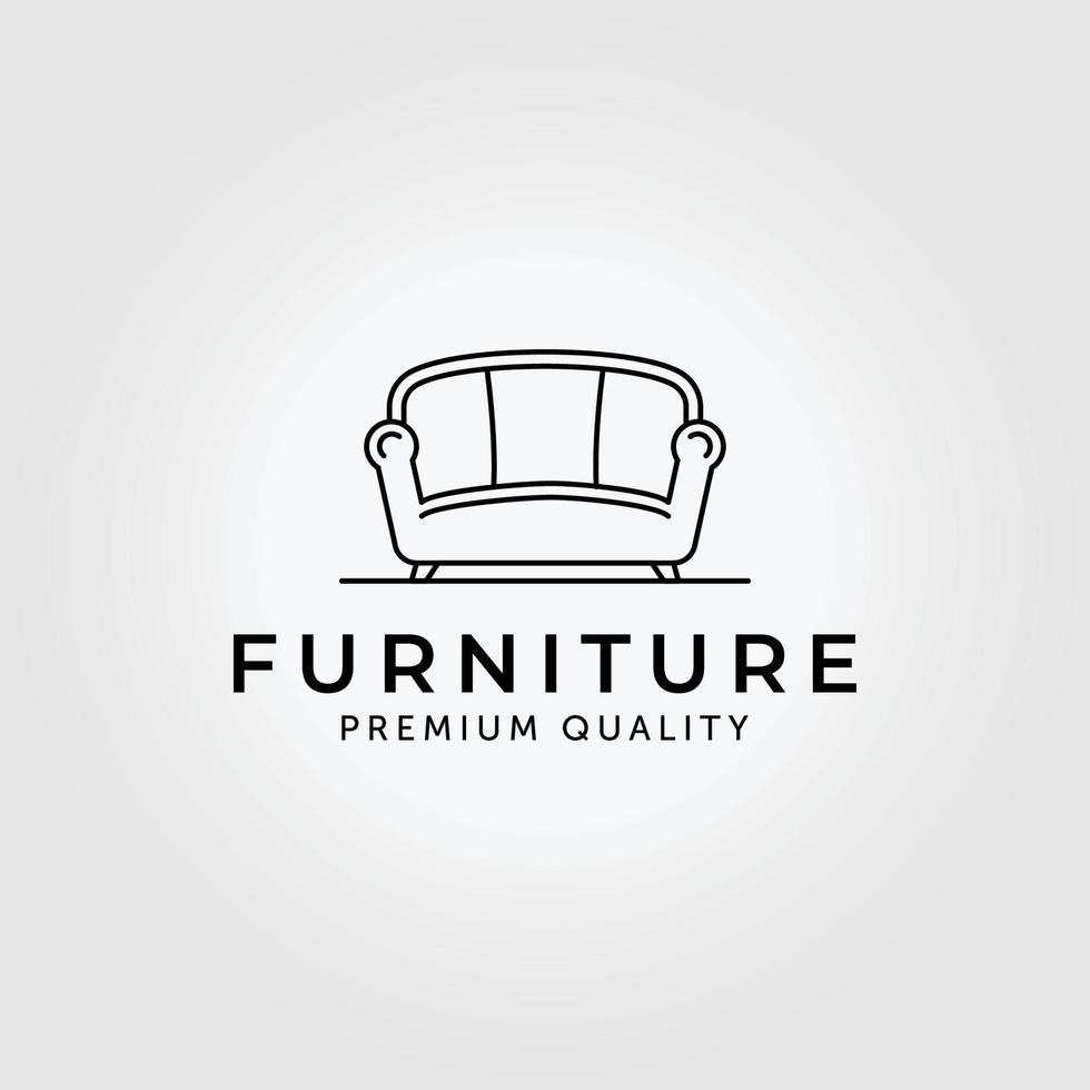 Furniture of Sofa Logo Line Art Vector Illustration Design