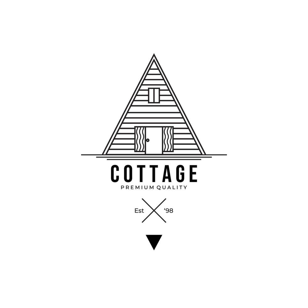 Wooden Cottage Logo Vector Illustration Design Line Art Template Icon