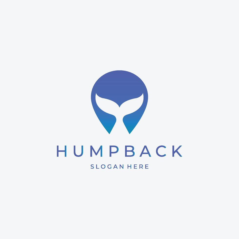 Minimal Whale Tail Logo Creative Vector Illustration Design of Humpback Orca in Deep Water Ocean