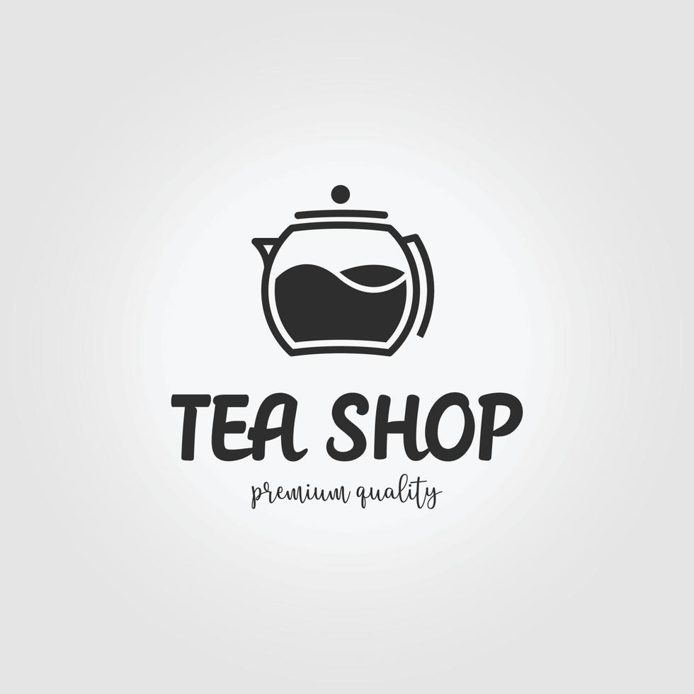 tetera logo tienda de té vintage vector ilustración diseño