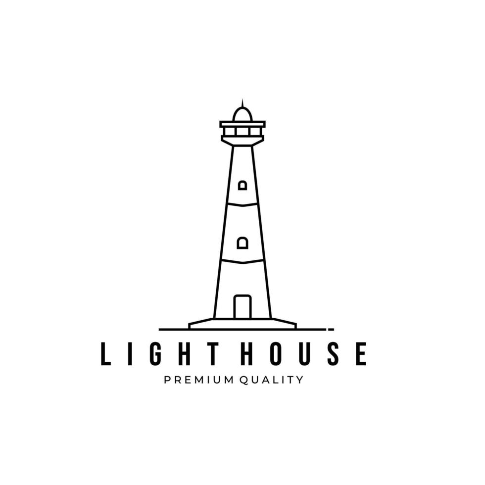 Lighthouse Logo Vector Design Linear Line Art Icon Template Graphic