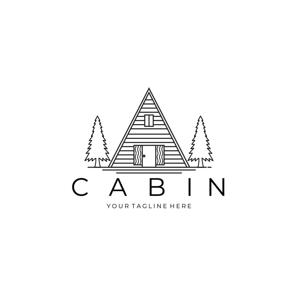 Forest Cabin House Logo Vector Illustration Design Line Linear Icon