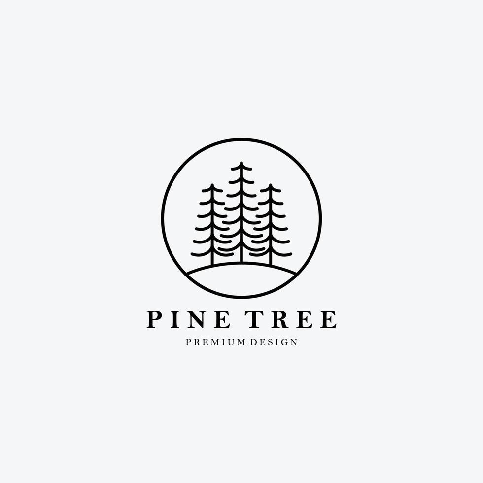 Simple Line Art Pine Tree Logo Vector Illustration Design Linear, Minimalist Tree, Minimal of Tree Logo Simply