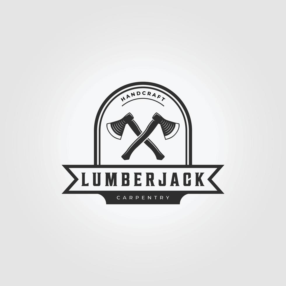 Minimalist Emblem Ax Lumberjack Logo Vector Vintage Illustration Design