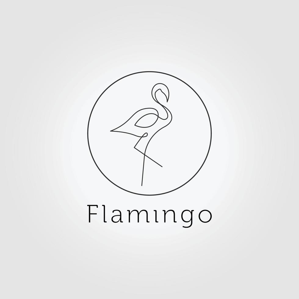 minimal emblem flamingo logo line art icon logo vector illustration design
