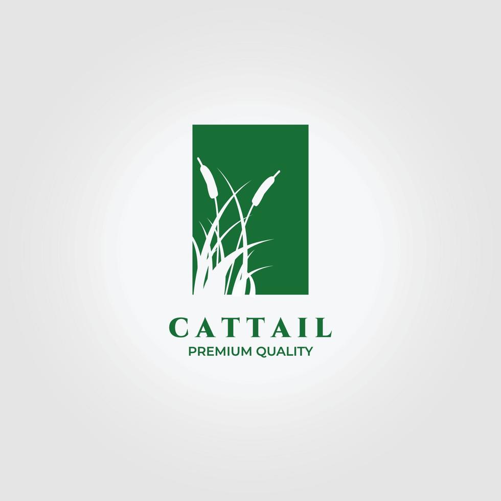 Cattails Logo Vector Illustration Design Vintage Linear