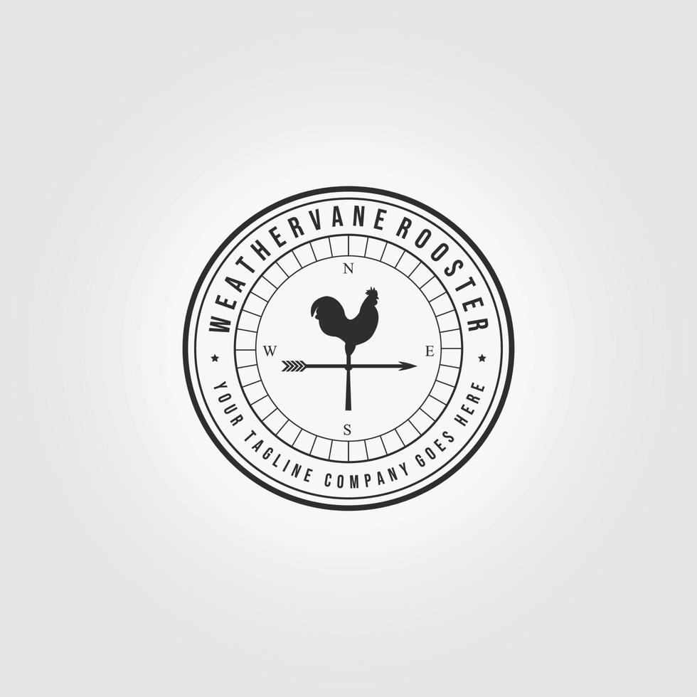 emblema veleta gallo logo vector ilustración diseño lineal