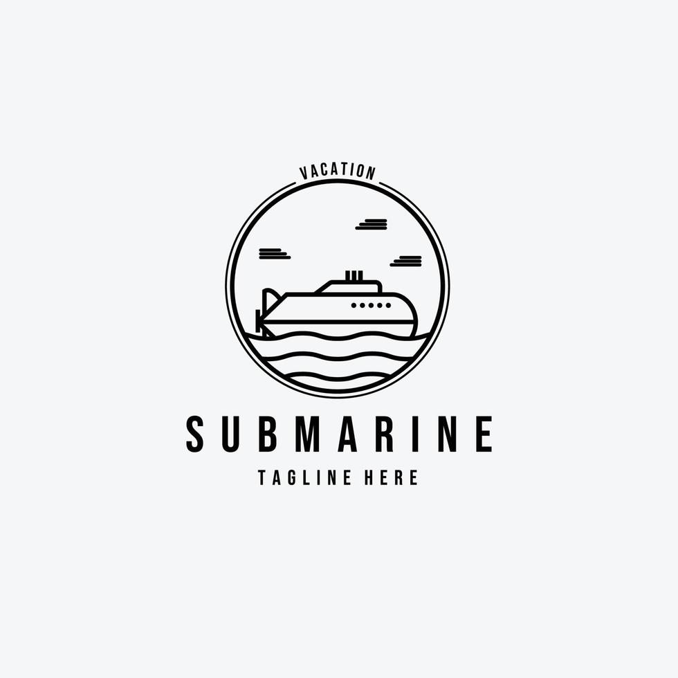 Submarine Ship Logo Vector Illustration Design Line Art Emblem