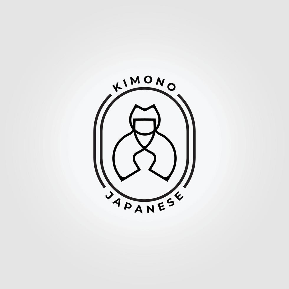 Minimalist Emblem of Japanese Geisha Kimono Line Art Logo, Illustration Design of Traditional Culture of Japan vector